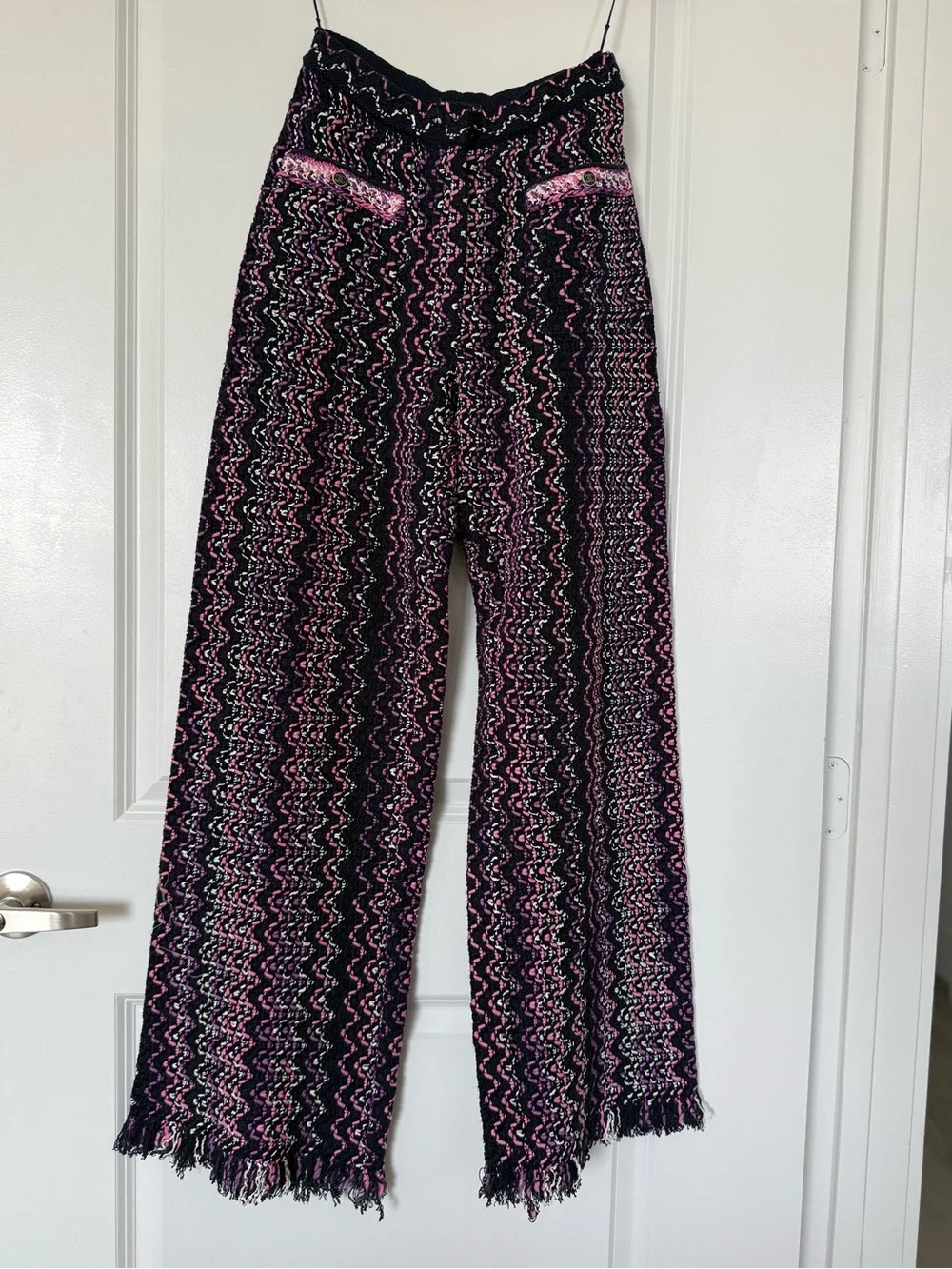 Chanel tweed fringe pants 38